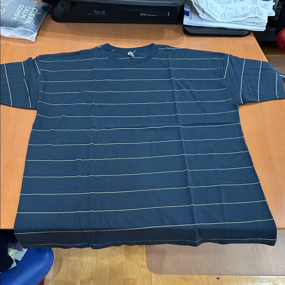 American Apparel Navy Blue Striped Short Sleeve Tee